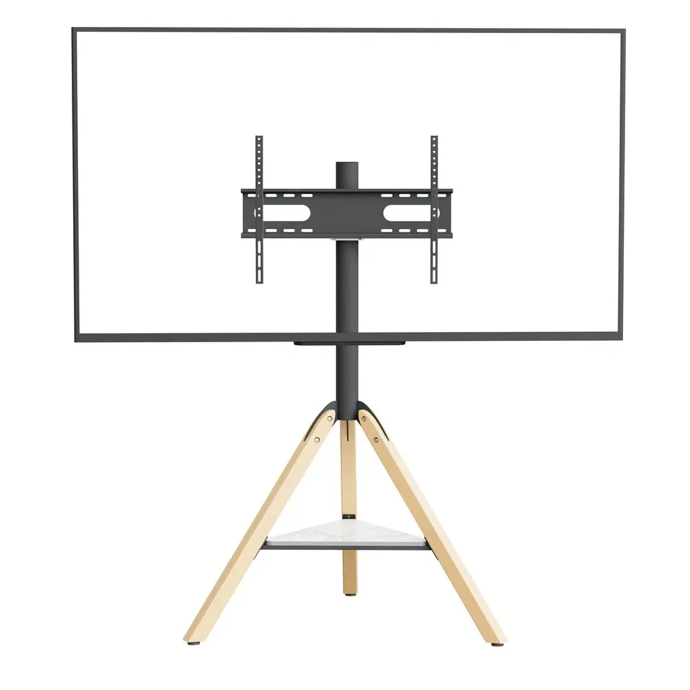 

UNHO Tripod TV Stand: TV Floor Stand with Solid Wood Legs and Marble Shelf Height Adjustable Swivel TV Mount for 40 to 75 Inch