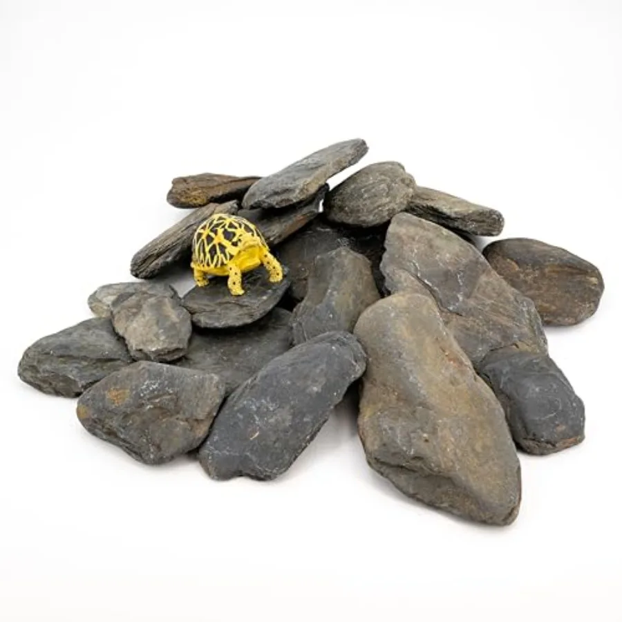 

Aquarium Stone Stream Turtle Platform Natural Slate 3-9 Inch Turtle Tank Rocks for Aquarium Decoration and Amphibian habitat-20