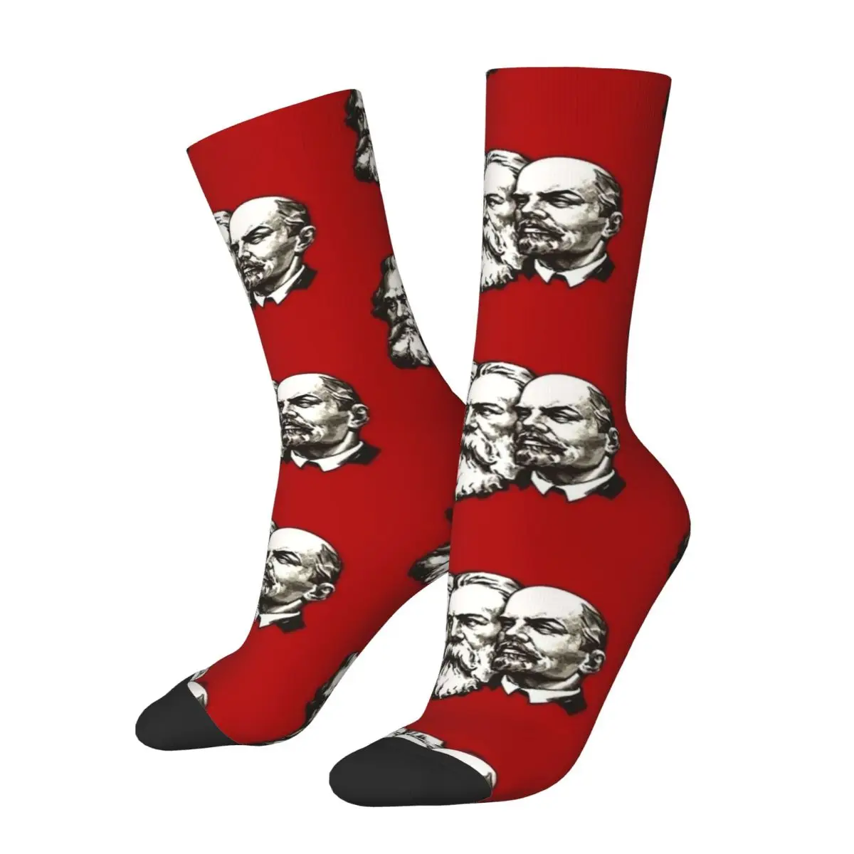 Red Karl Marx Socks Autumn Marx Engels and Lenin Stockings Korean Unisex Men High Quality Socks Running Sports Non-Slip Socks