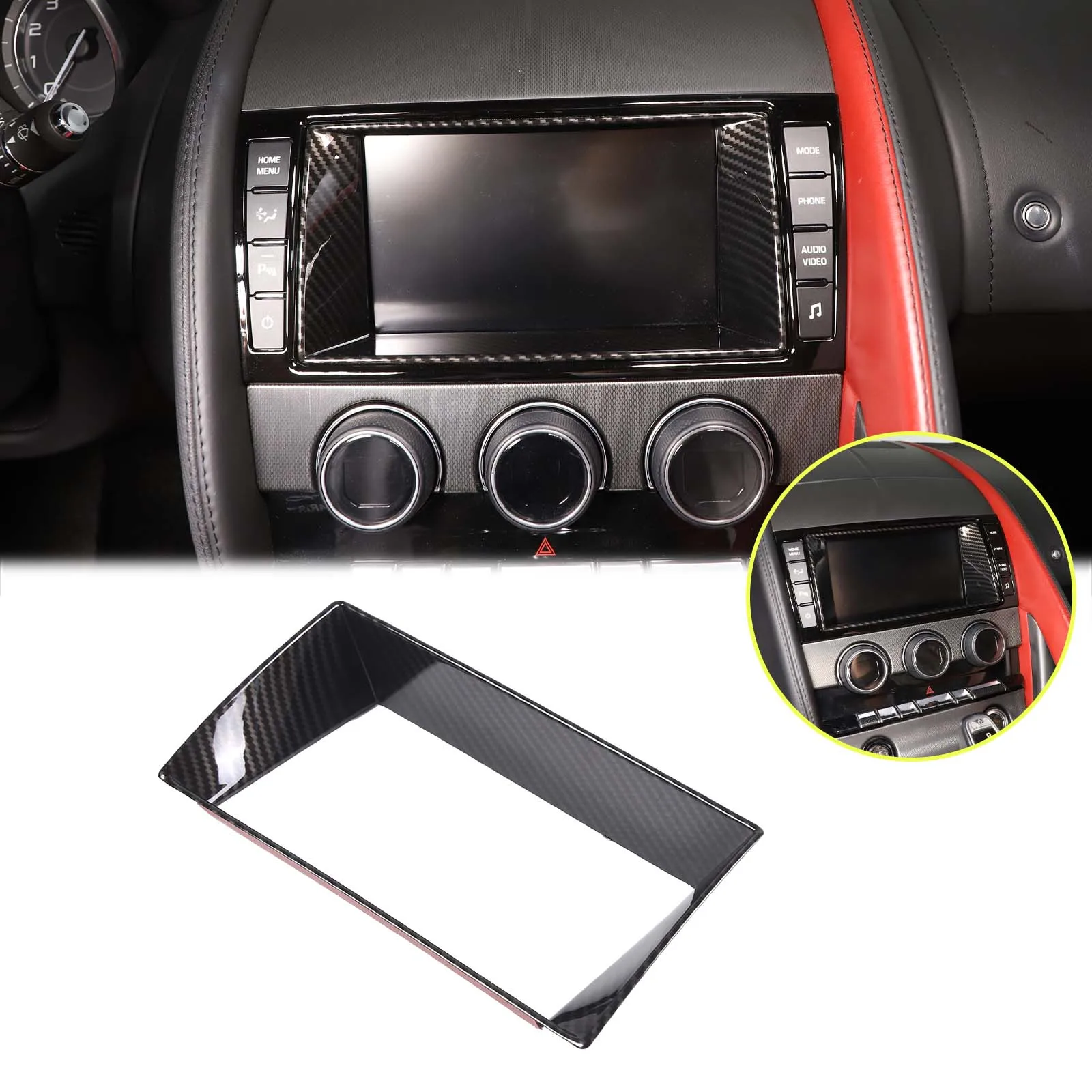 For Jaguar F-Type 2013-2018 ABS Car Center Console Navigation Screen Inside Frame Cover Trim Sticker Car Accessories