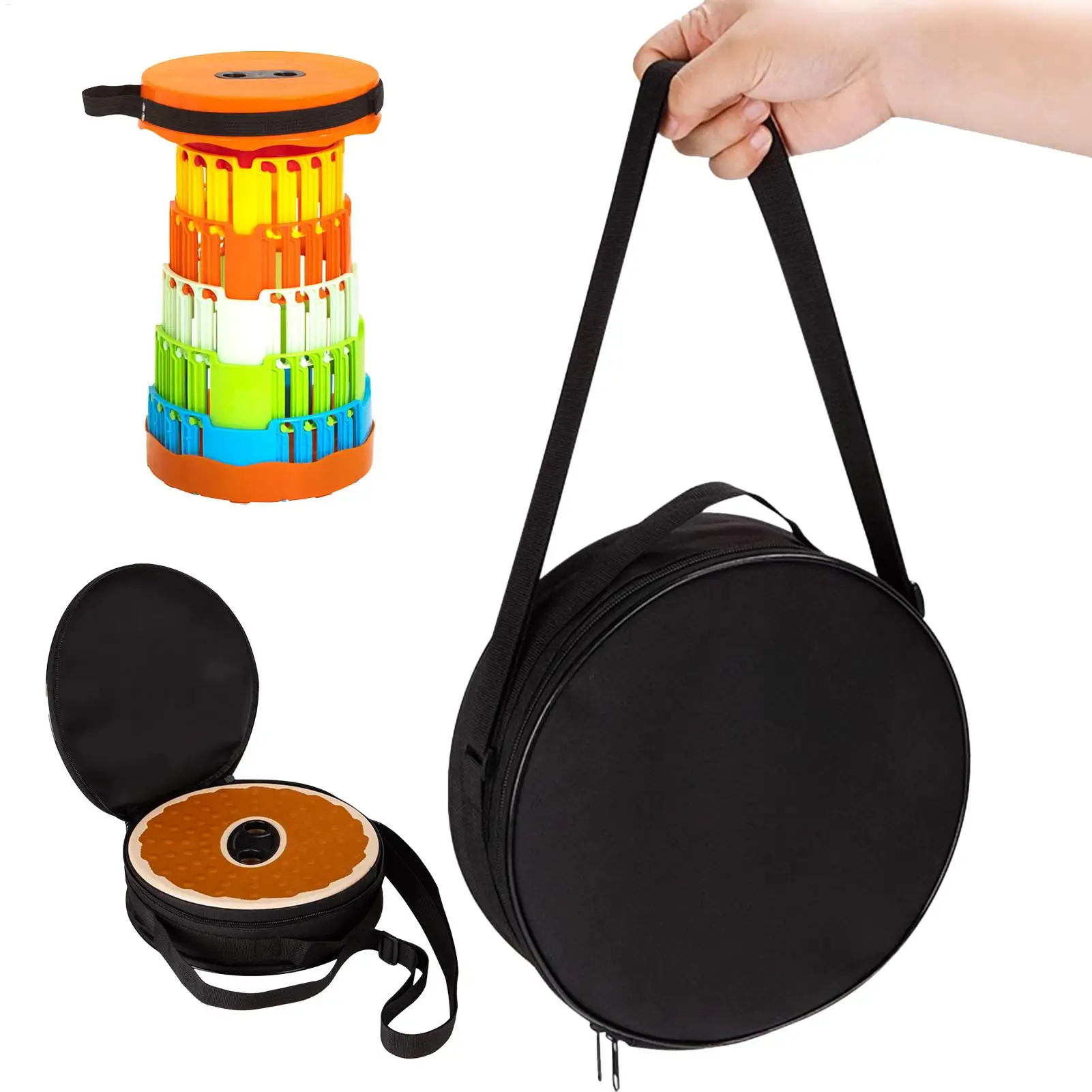 Bolsa de Transporte para Banqueta Dobrável, Bolsa Redonda com Alça de Ombro, Bolsa para Banqueta Dobrável com Zíper para Desenho, Camping e Piquenique