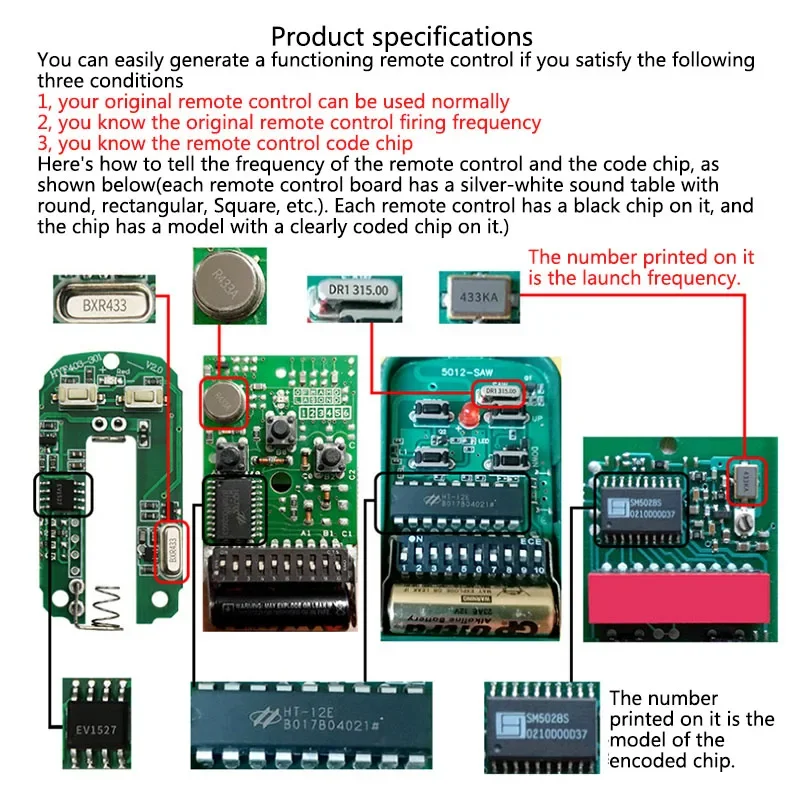 Diese 433MHz RF Clone Remote Control Copy Transmitter Cloning Learning Fixed Code Duplicator for Garage Door CAME NICE Doorhan