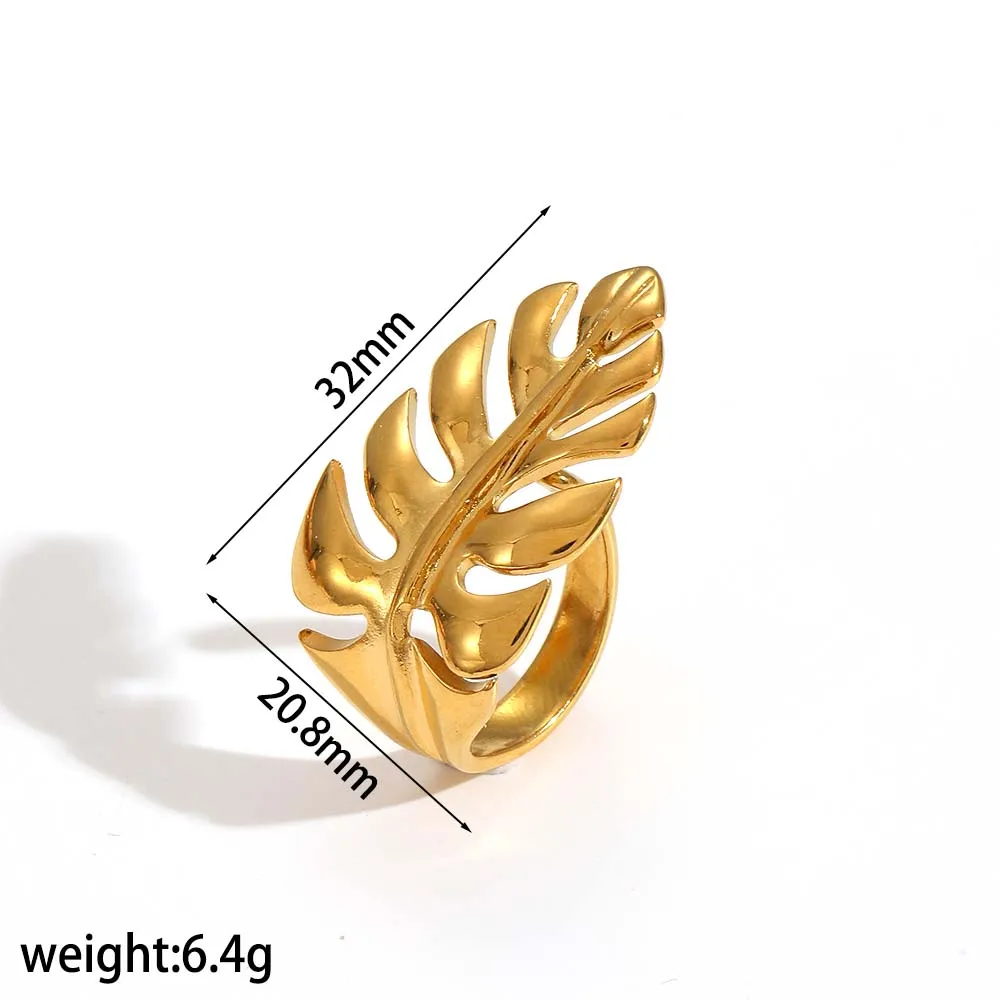 Persönliches Design, Edelstahl, hohle Blumen- und Blattmuster, offene Ringe für Damen, rostfrei, trendiger Schmuck, Accessoires, Geschenke. – Detail 6