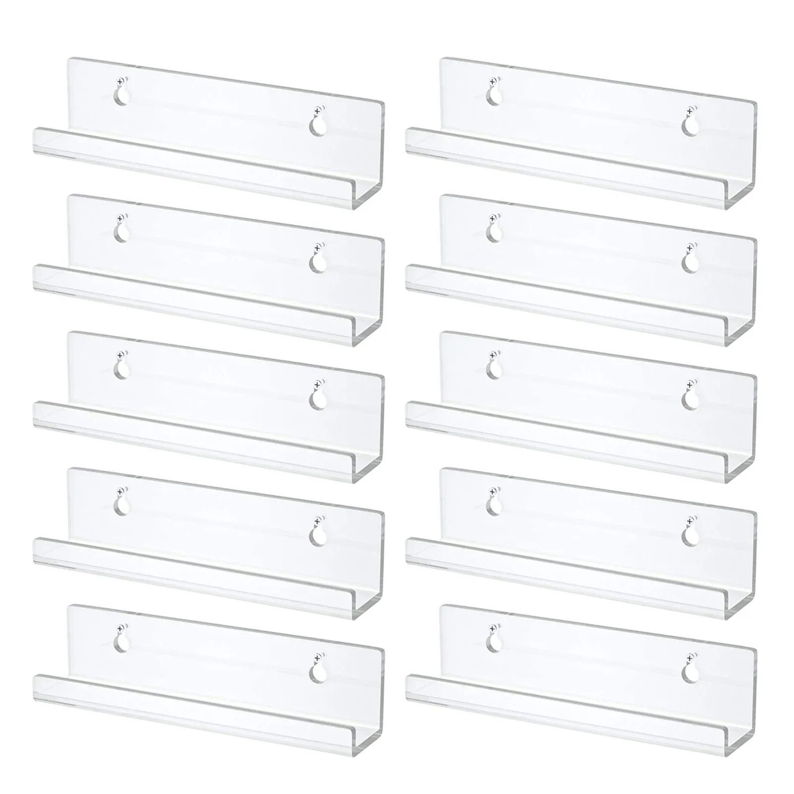 6/10Pcs อะคริลิคชั้นวางสำหรับบันทึก Wall Mount ชั้นวางบันทึกผู้ถืออะคริลิคใสบันทึกชั้นวางของสำหรับไวนิลอัลบั้ม