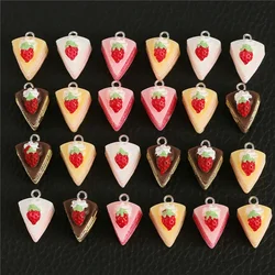 10pcs/lot Mixed Cake Strawberry Charms Pendants DIY Decoration Keychain For Jewelry Making Accessories