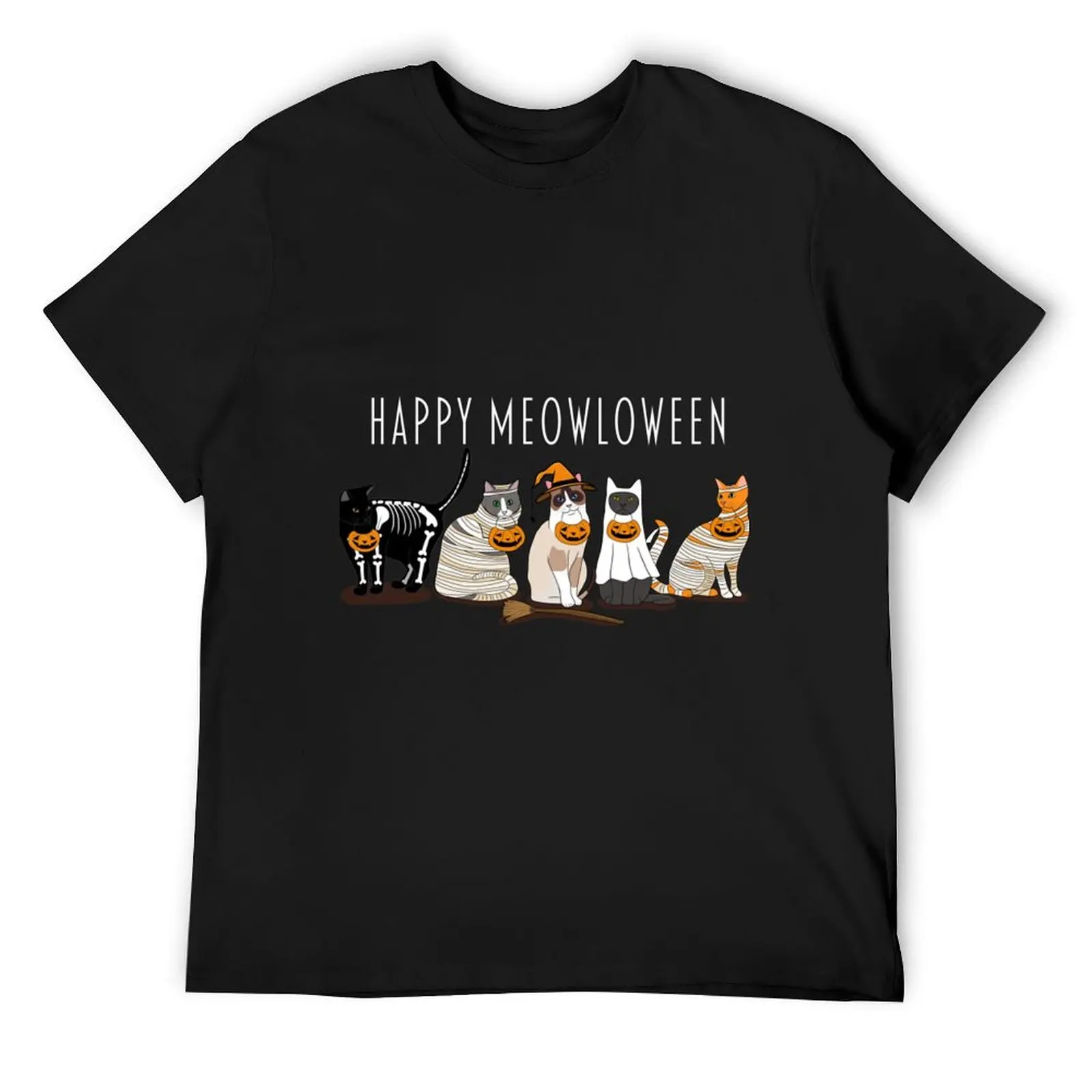 

Happy Meowloween Cats T-Shirt customizeds sweat anime stuff mens t shirts top quality