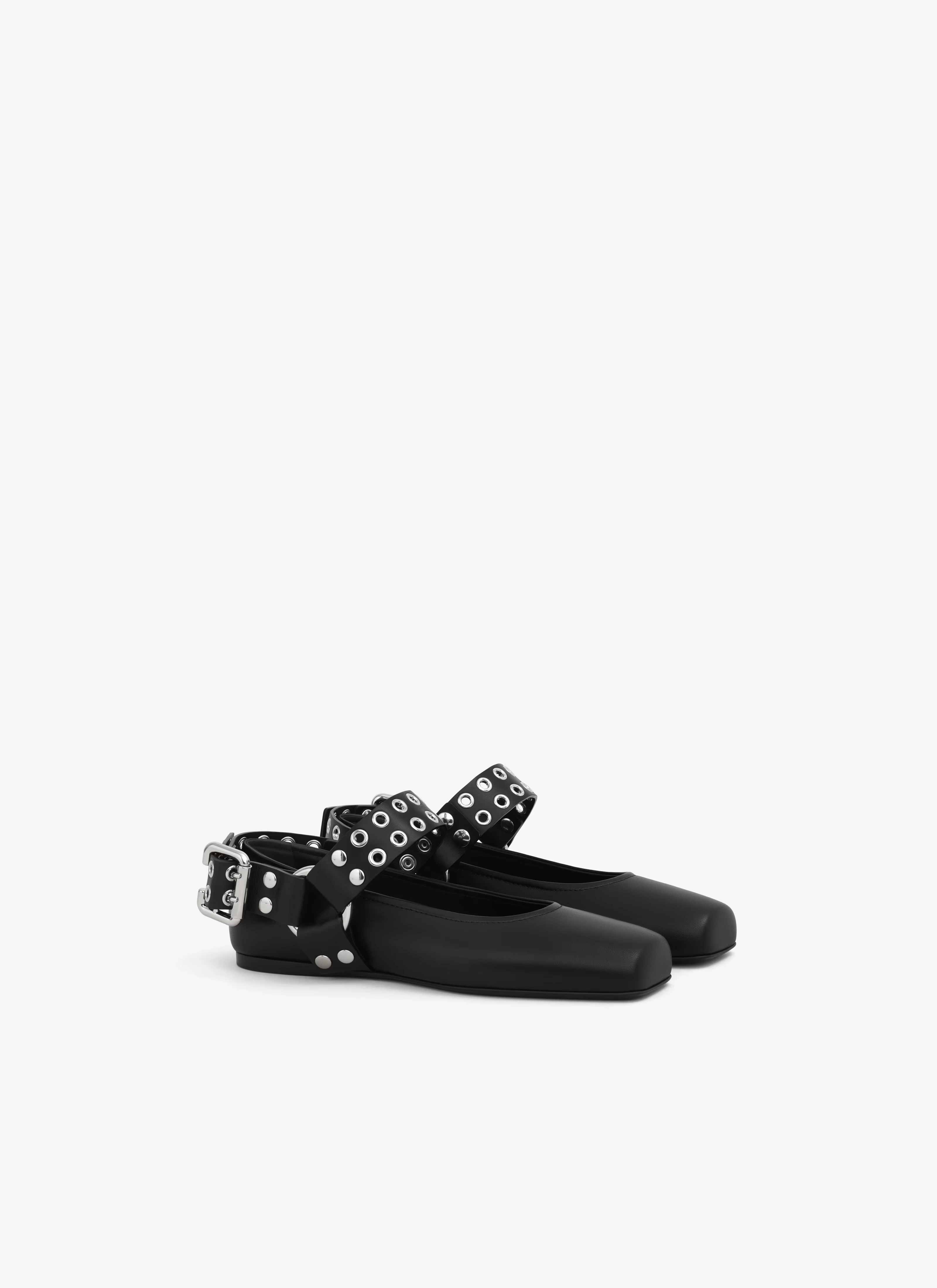 

Women's Shoes Biker Ballet Flats In Calfskin Squared Toe Ballet Flats