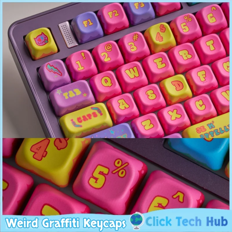 

Weird Graffiti Keycaps 125 Keys Jda Height Ball Cap Pbt Heat Sublimation Keycaps Customization Mechanical Keyboard Keycaps