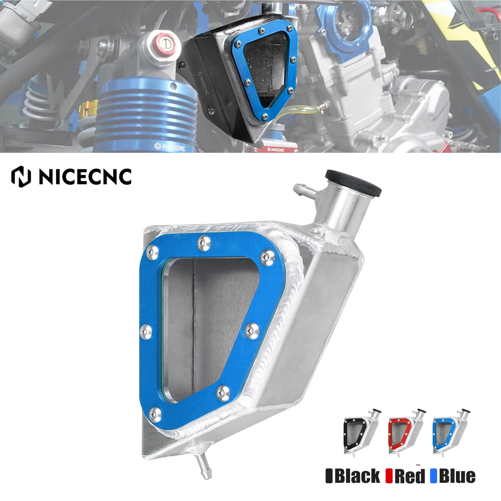 

NICECNC For Yamaha Raptor 700 2013-2026 ATV Overflow Coolant Radiator Tank Reservoir with A Cap Raptor 700R 1PE-F1871-00-00