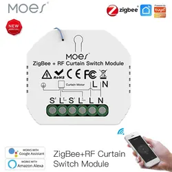 Moes ZigBee Smart RF433 Curtain Switch Module for Motorized Roller Shutter Blinds Motor 2MQTT Smart Life APP