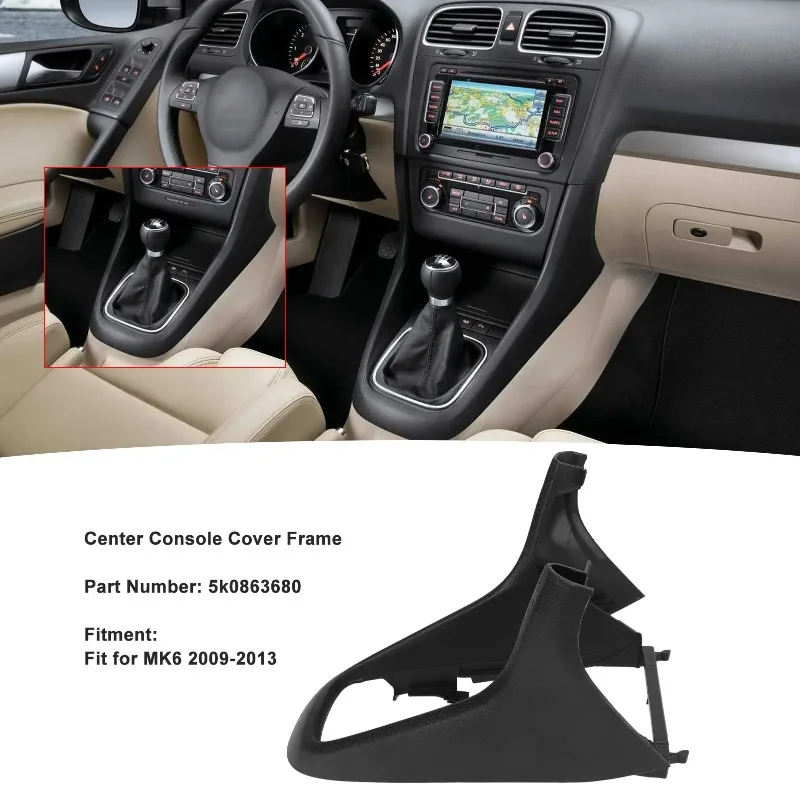 Car Center Console Cover Frame 5k0863680 Shift Panel Cover Trim Interior Accessories for VW Golf MK6 2009-2013
