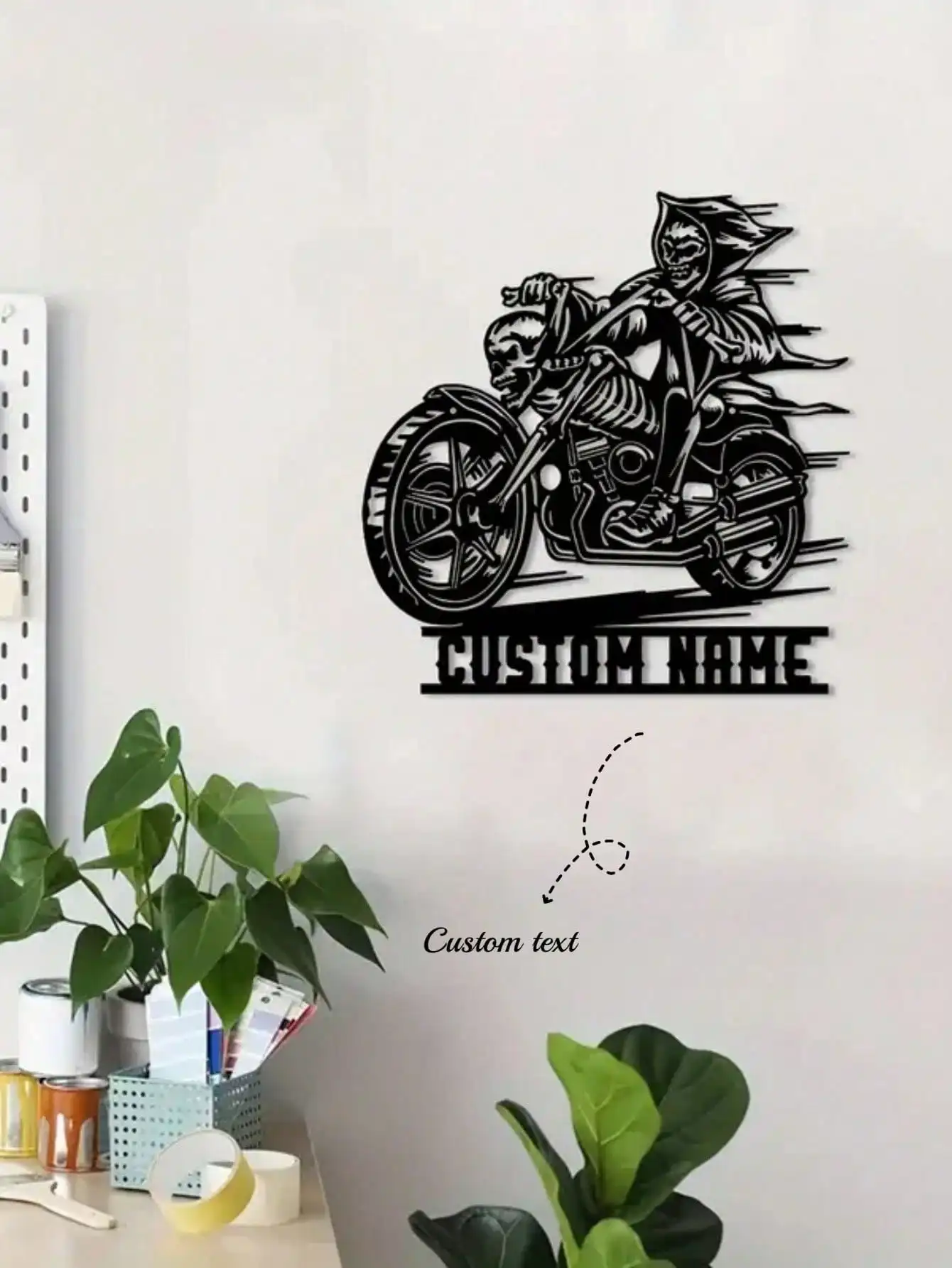 

Custom Iron Biker Name Wall Art, Personalized Motorcycle Metal Sign, Unique Garage Decor Gift