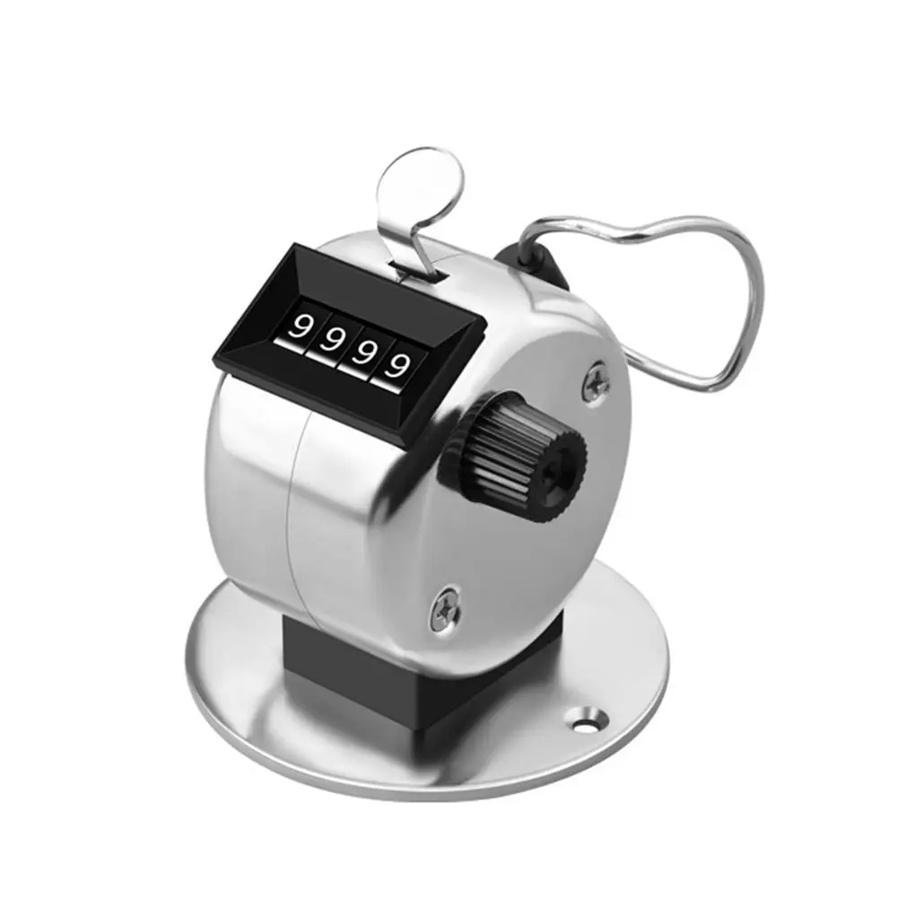 4-Digit Hand Tally Counter Thickened Metal Accurate Manual Lap Counter Clicker with Round Base with Finger Ring Hoop