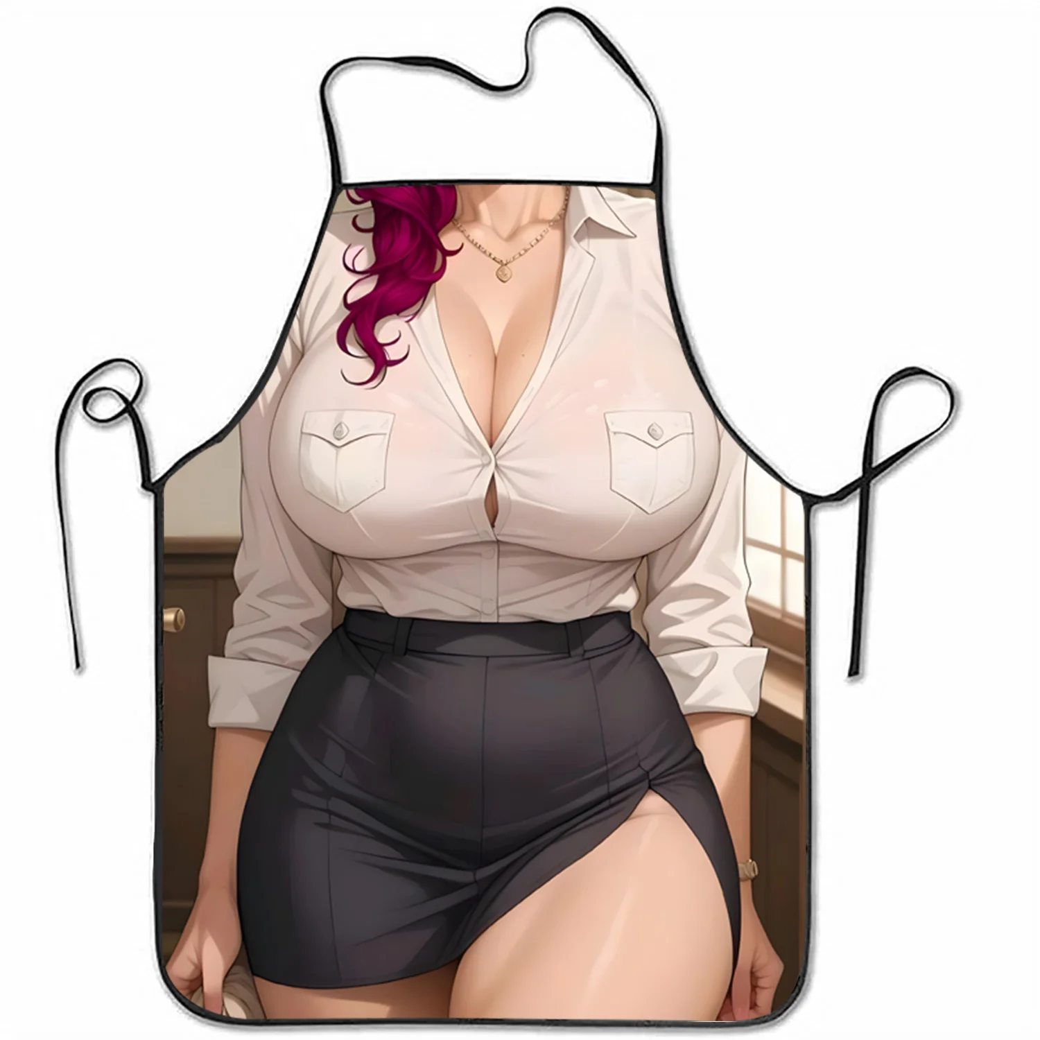 

Аниме-фартук для офиса с 2D-принтом, водонепроницаемый полиэстеровый кухонный фартук, модный подарок