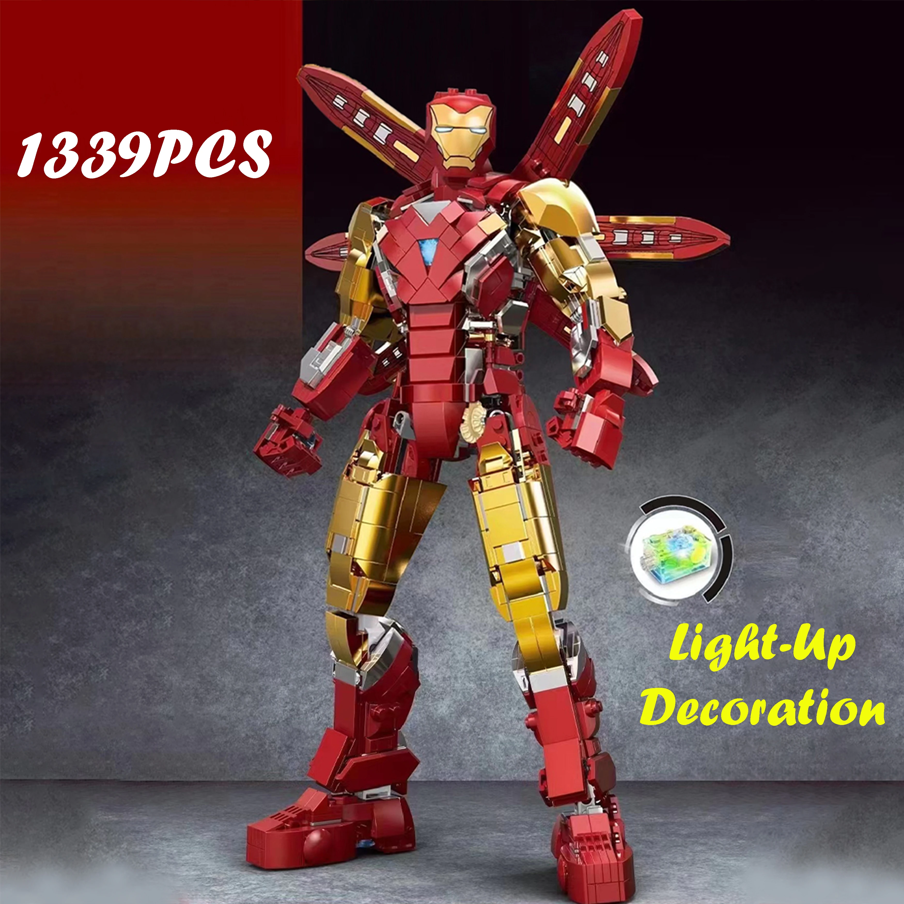 

1339PCS MK85 Nano Armor Iron Man Final Version Movie Series Building Blocks Model Display Decoration Holiday Gift Xmas Gift