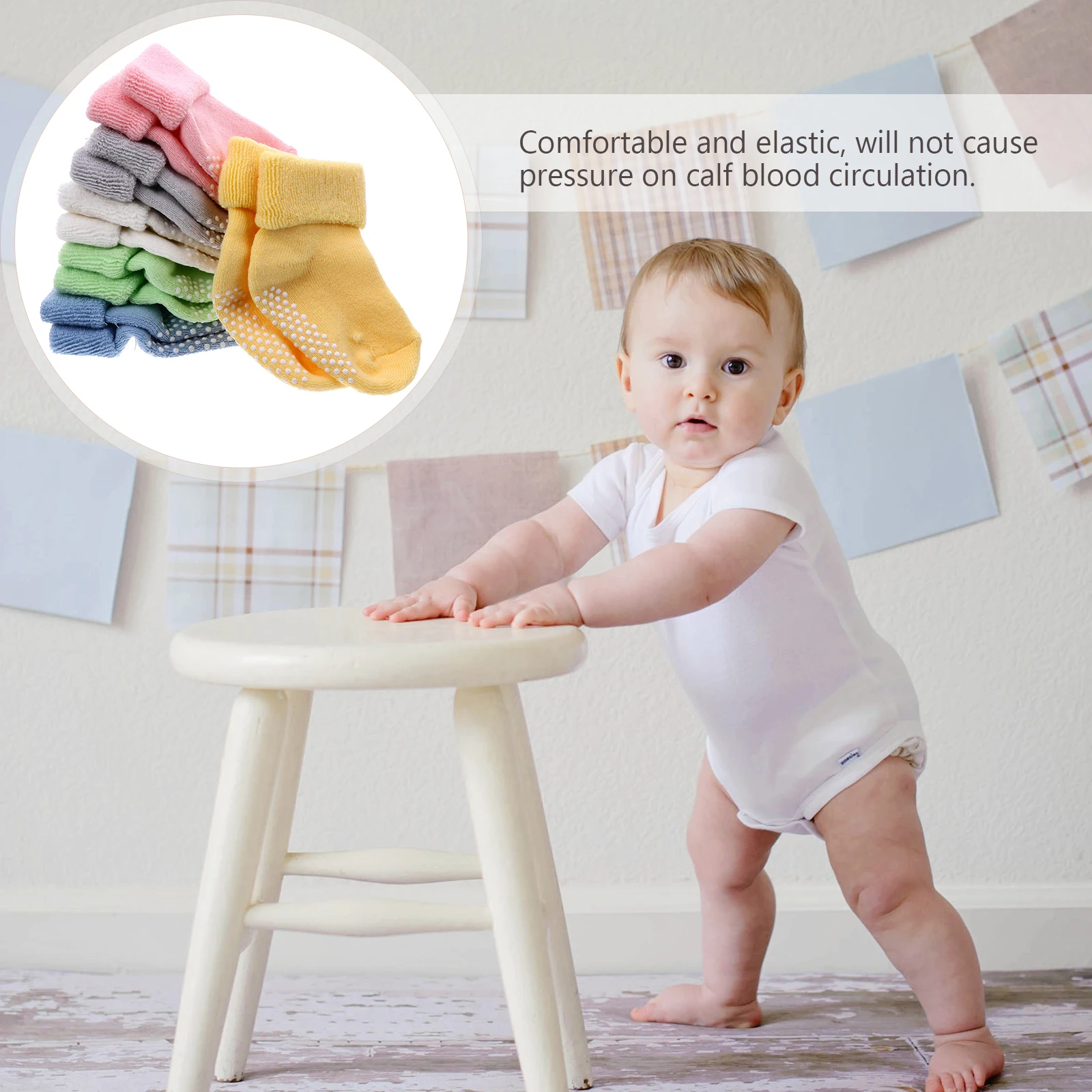 

AntiSlip Socks NonSkid Bottom Breathable Cotton Comfortable Elastic BabySocks InfantSocks ThickSocks KidsStocking ShortSocks