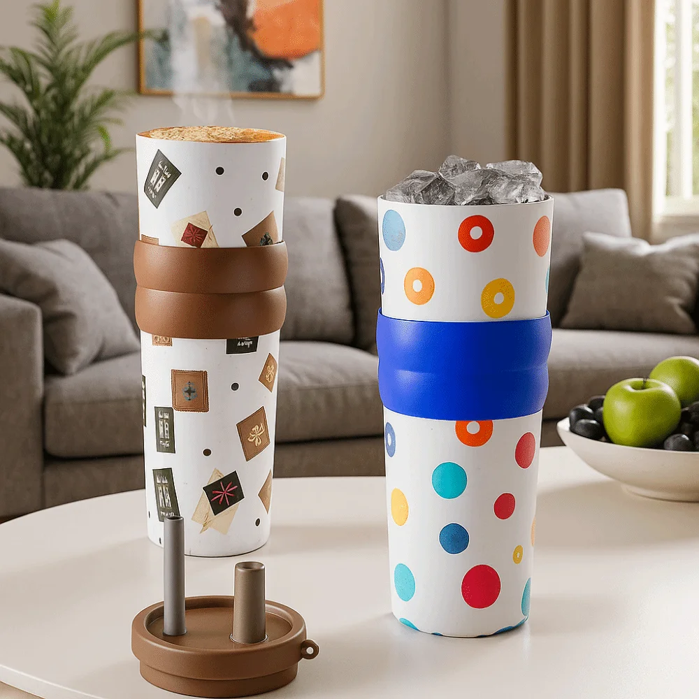 

Portable 710ML Insulated Cup Stainless Steel Ceramic Coated Vacuum Cup with Lifting Rope Insulation or Cooling Vacuum Mug Car