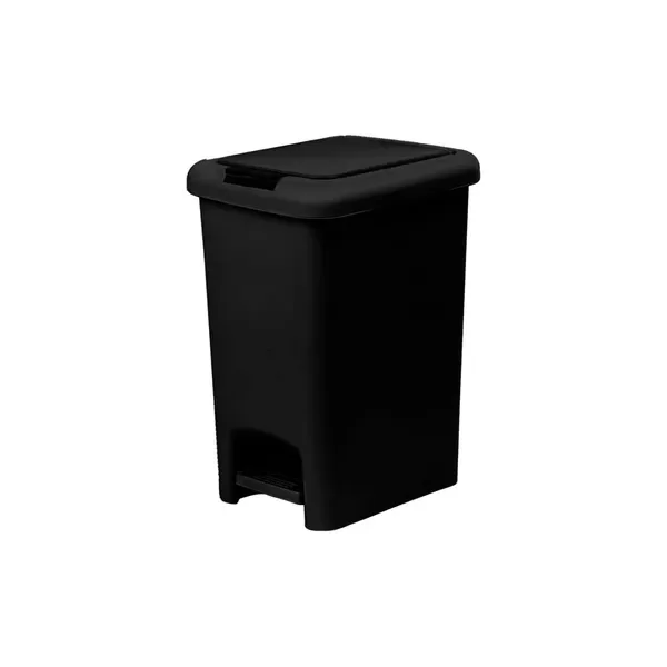 

6.5L Slim Step & Push Trash Can - Dual Opening, Smooth Matte Finish, Durable Plastic (9.5'x7'x11.5') - Black