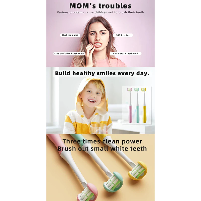 Double Sided Corner Toothbrush Triple Cleaning Gum Manual Travel Toddler Ultra Fine Soft Toothbrush Dental Care Health Cleaner