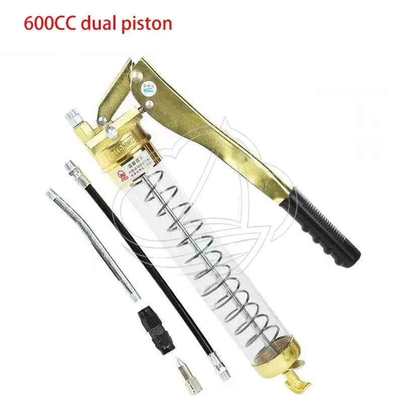 600CC High Pressure Manual Oil Gun Heavy Duty Pistol Grip Transparent Explosion-Proof for Auto
