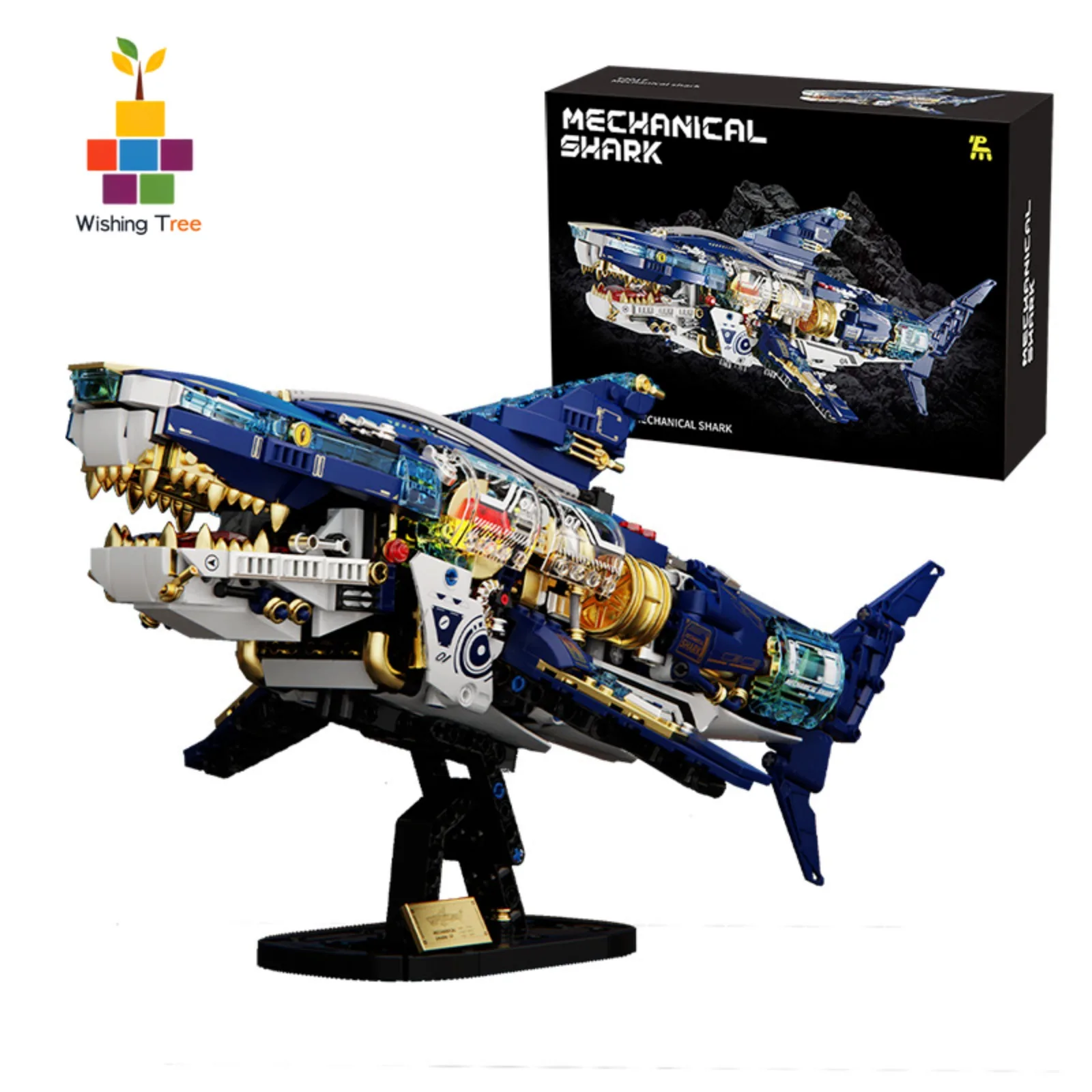 

1277PCS Movable Mechanical Shark Building Set MOC Marine Life Bricks DIY Creative STEM Toys Gift for Kids Adults