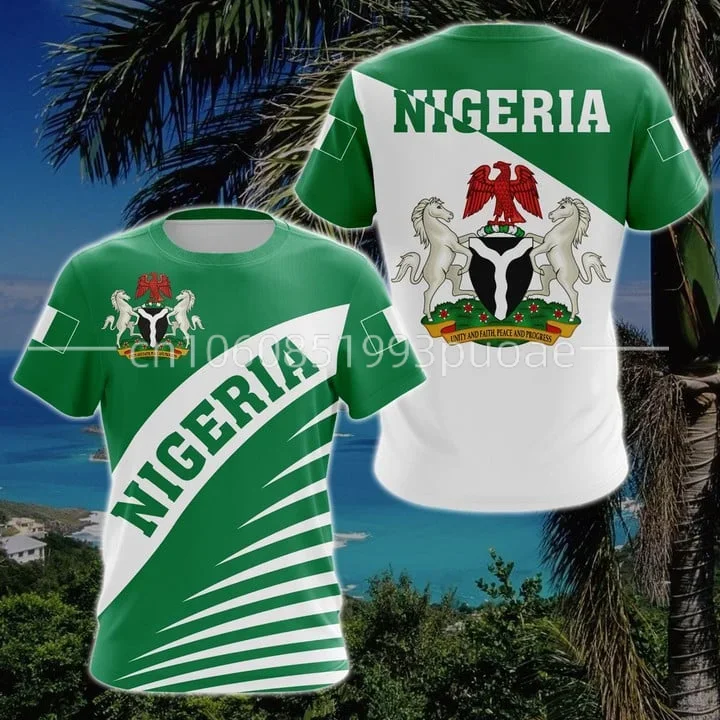 Nigerian  Coat Of Arms Flag Emblem 3D Printed T-Shirt Top Summer Tee For Men Streetwear Shorts Sleeve Sport Casual Clothes