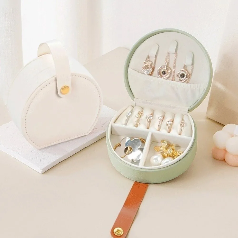 PU Leather PU Leather Jewelry Organizer Portable Large Capacity Jewelry Storage Box Handheld Dust-proof Jewelry Case Women Gift