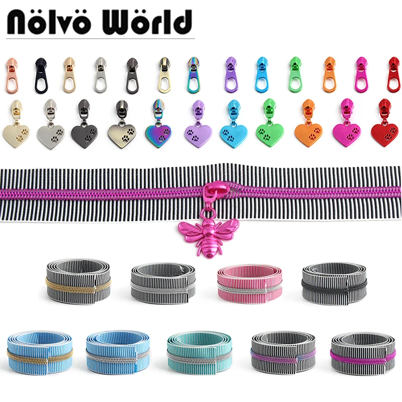 1/2/5 مجموعة الأسود رمز لفائف السوستة 2 ياردة 5 قطعة سستة المتزلجون الملابس الخياطة البريدي مجتذب رئيس السحابات طقم تصليح الإغلاق الإكسسوارات #1