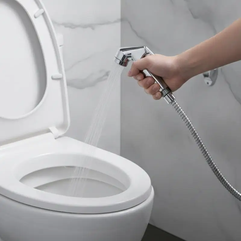Handheld Sprayer Set Portable Safe Water Spray With Non-slip Handle Hose for Toilet Cleaning Baby Diaper Washing