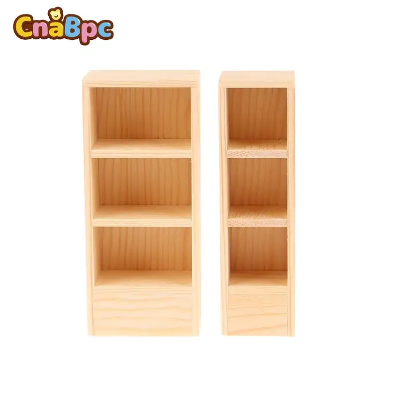 

1/12 Dollhouse Miniature Wooden Storage Shelf Bookshelf Model Dolls House Simulation Furniture Scene Decor Kids Pretend Play Toy