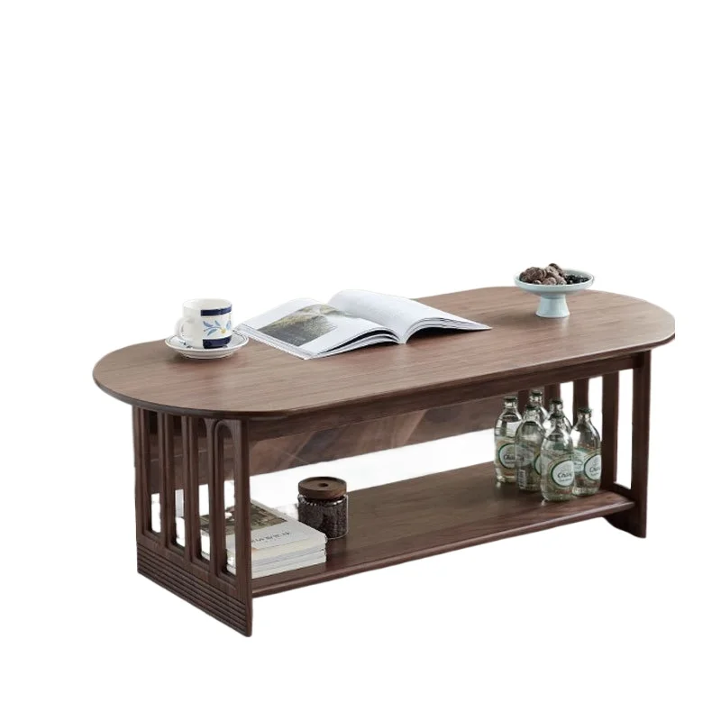 

Nordic retro Yuri solid wood black walnut coffee table living room household small apartment multi-functional cherry wood