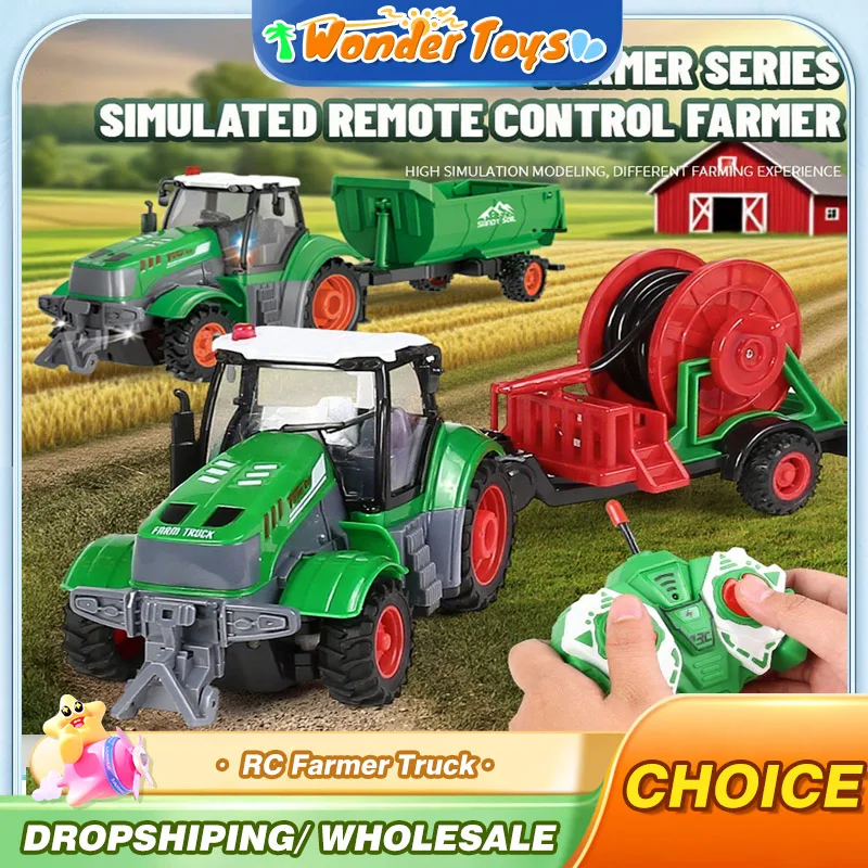 RC Farmer รถบรรทุกรถ 1/24 27 MHz รีโมทคอนโทรลรถแทรกเตอร์ Trailer รถบรรทุกฟาร์มวิทยุควบคุมยานพาหนะไฟฟ้าสําหรับเด็ก