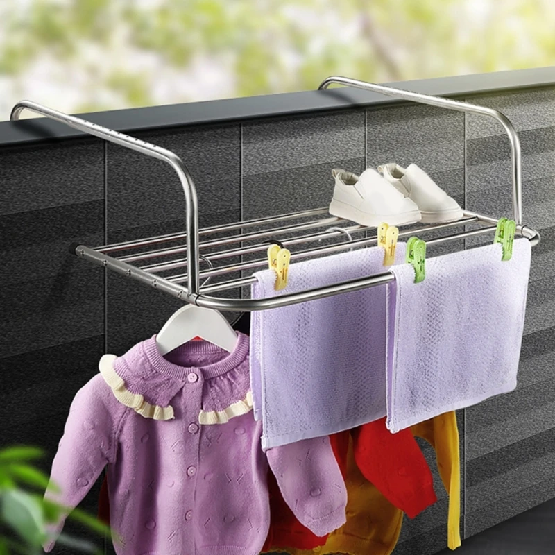 Stainless Steel Folding Drying Rack Metal Hanging Hanger Organization for Socks Clothes Towel Collection