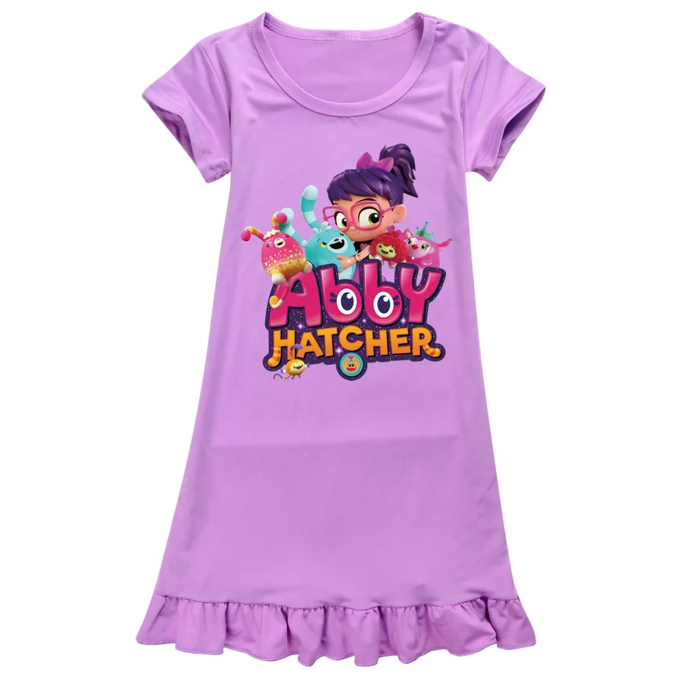 Vestido de verão para a menina princesa festa de férias dos desenhos animados abby hatcher camisola crianças traje para crianças roupas de vestido 2-12t