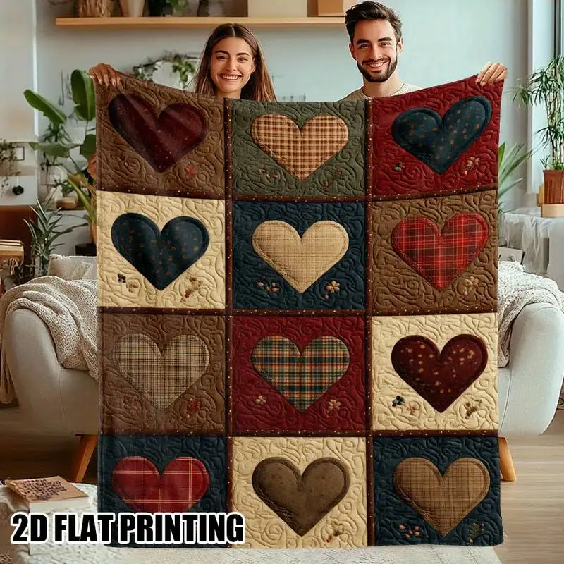 

Плед в стиле рустик с узором в виде сердец, мягкий и уютный фланелевый плед для дивана, кровати, подарок на День святого Валентина и годовщину.