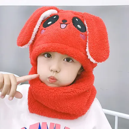 Cartoon Hat for Girls Boys Scarf Thicken CapBaby hat ear cap Autumn and winter children\'s hat neck one super cute cute