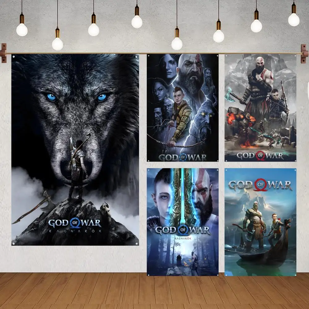 God of War Ragnarok Flags Flags for indoor decoration with no edging and four corner rings for easy hanging