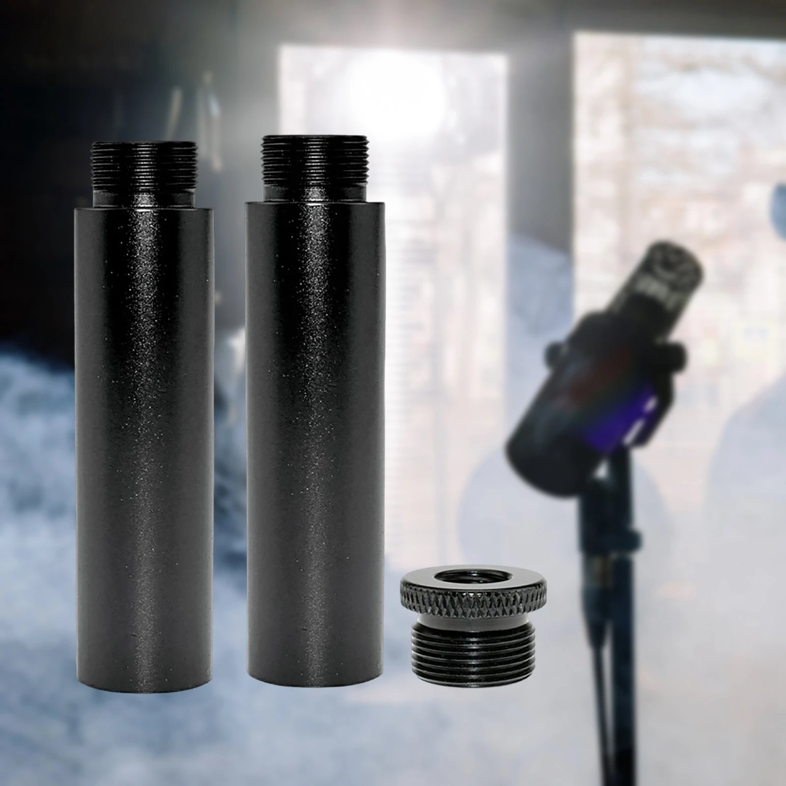 Microphone Stand Extension Tube 5/8 Inch Microphone Extension Tube Aluminum Alloy Stand Extender Screw with 1 Metal Adapters