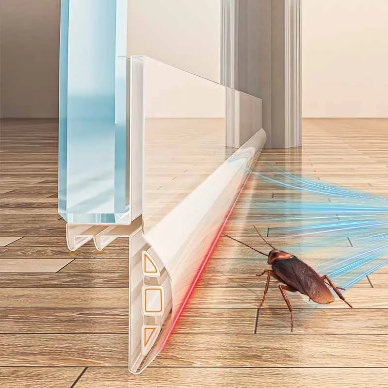 3 Meters Self Adhesive Transparent Glass Door Seal Strip Flexibility TPE Waterproof Windproof for Shower Room Door Gap Filler