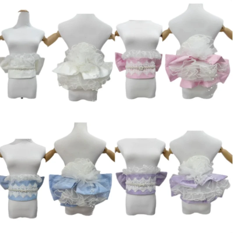 

Японский традиционный женский кимоно-пояс с кружевом, в стиле макарон, винтажный пояс-ремень с бантом-бабочкой, для косплей-костюмов