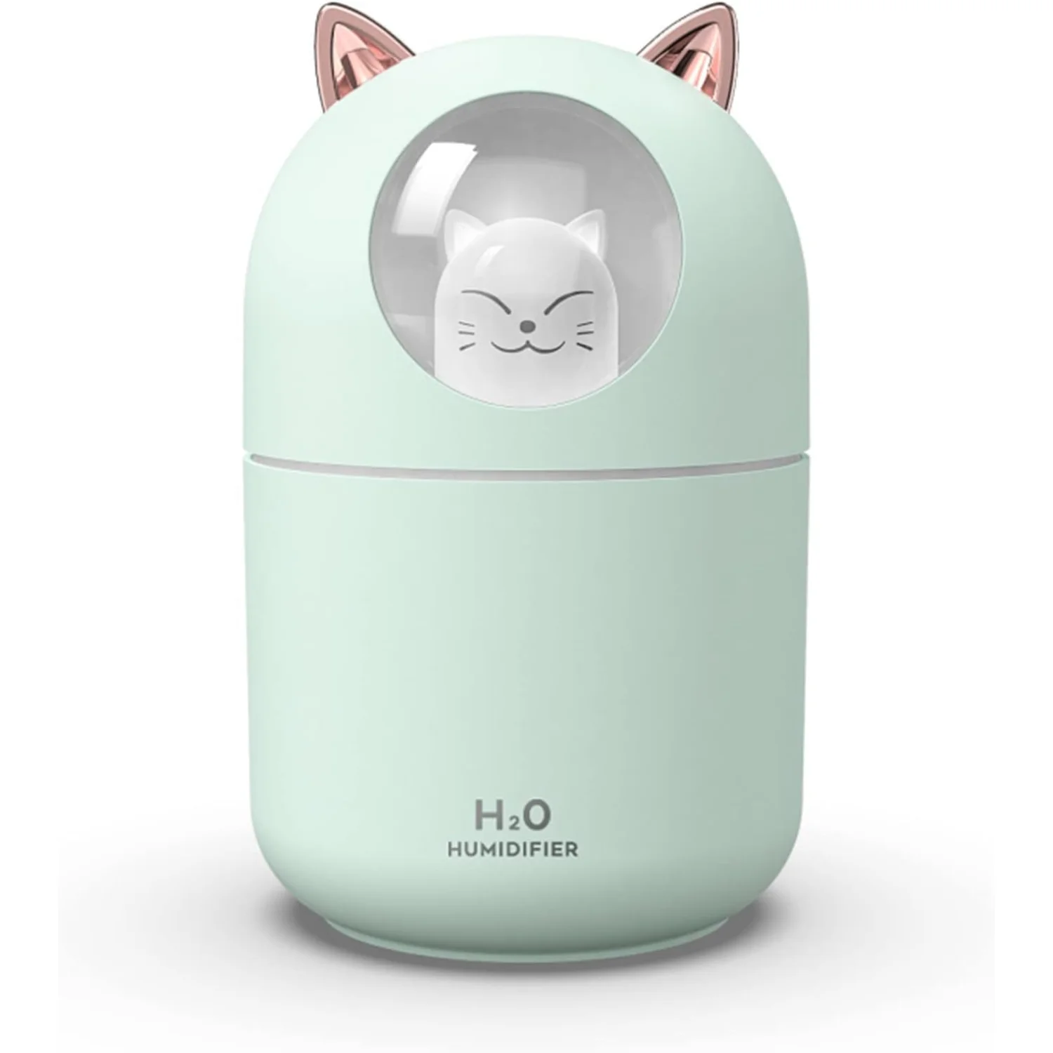 Small Humidifiers for Bedroom - 300ml Mini Cute Cool Mist Humidifiers with Night Light, 2 Spray Modes, Ultra-Quiet, Portable Per