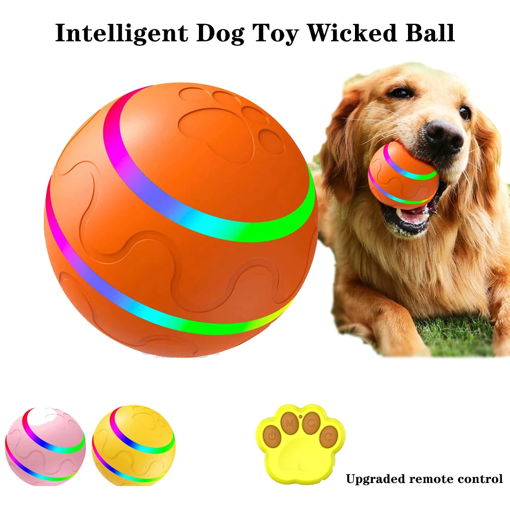 

Intelligent Dog Toy Wicked Ball Interactive Toys Luminous Bite-resistant Rolling Ball Automatic Jumping Bouncing Ball Washable