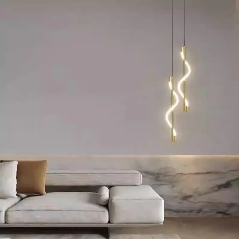 Minimalismo Lampada in silicone Tubo Nota Lampada a sospensione Nordic Illuminazione commerciale Decorazione Camera da letto Ristorante Lampadario LED Lustro