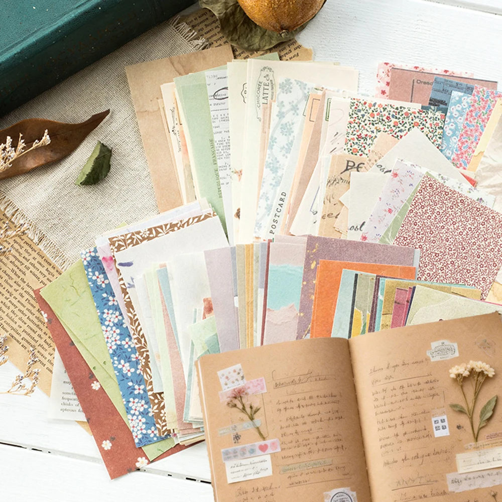 

60 Sheets Vintage Collage Scrapbooking Journal Material paper Card Retro Source Paper For Jewelry Accessories Shooting Display
