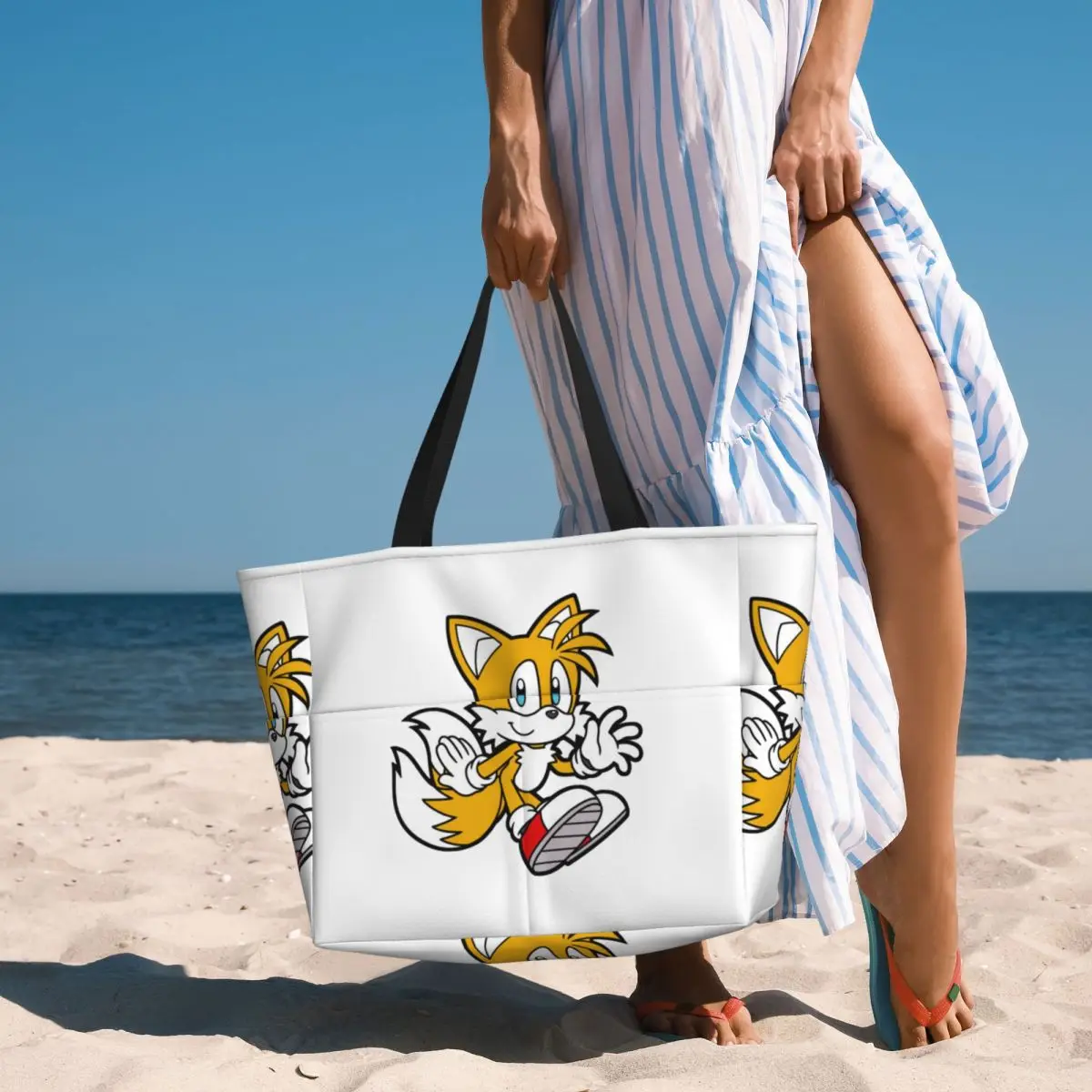 Miles Tails Prower Praia Sacola Esporte Ginásio Yoga Duffle Grande Sacola Mulheres Bolsa de Viagem Bolsa de Fitness