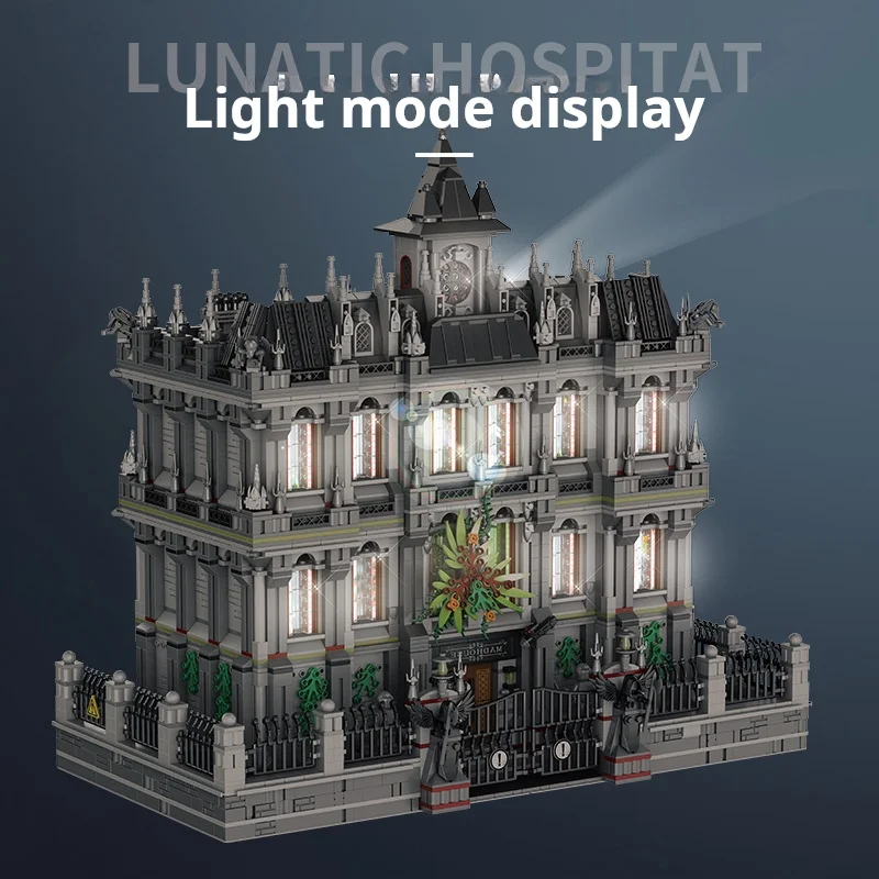 Movie Game Scenes Horror Mystery Psychiatric Ward Building Block 613002 7537Pcs Luminous Crazy Disease Center Model Moc Assembly