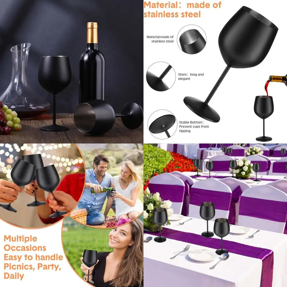 

Stainless Steel Wine Glasses Set of 8, 18 oz Capacity, Unbreakable Stem Goblets for Outdoor, Camping, Travel, Parties, and Event