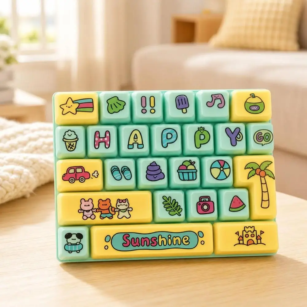 Animal Theme 26 Keys Keyboard Keychain Pressable Keys Clear Key Sounds Mechanical Keyboard Cartoon Plastic