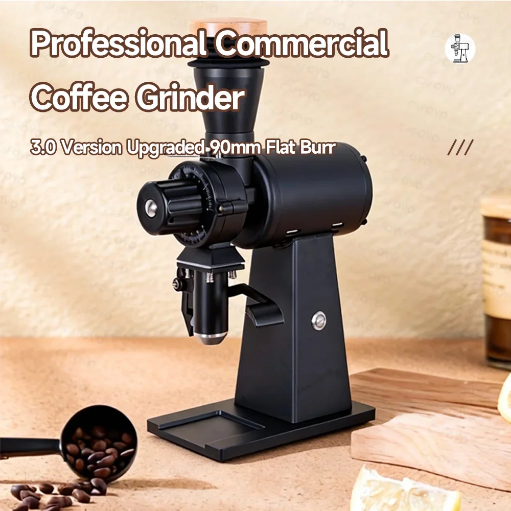 CAFOVO G290F Straight Drop Coffee Bean Grinder 90mm Titanium Plating Flat Burrs Anti-Static Design 2000 RPM Coffee Milling Maker