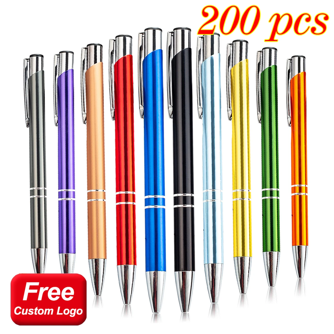 

200pcs/lot Hot Sell Custom Ballopint Pen Metal Ball Pen Support Print Logo Advertising Wholesale Personalized Pen Advertising